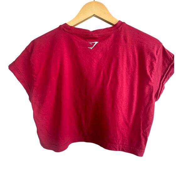 Gymshark Red Cropped Logo Tee Shirt Women’s Medium - Picture 3 of 5